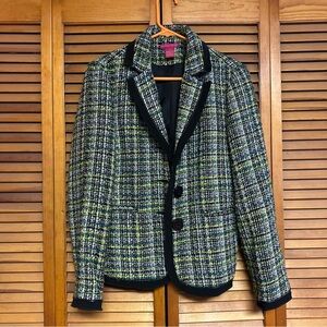 Vintage 90s Sunny Leigh green black blazer jacket Y2K